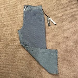 Charlie B striped cropped wide leg Jean.